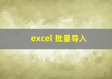 excel 批量导入